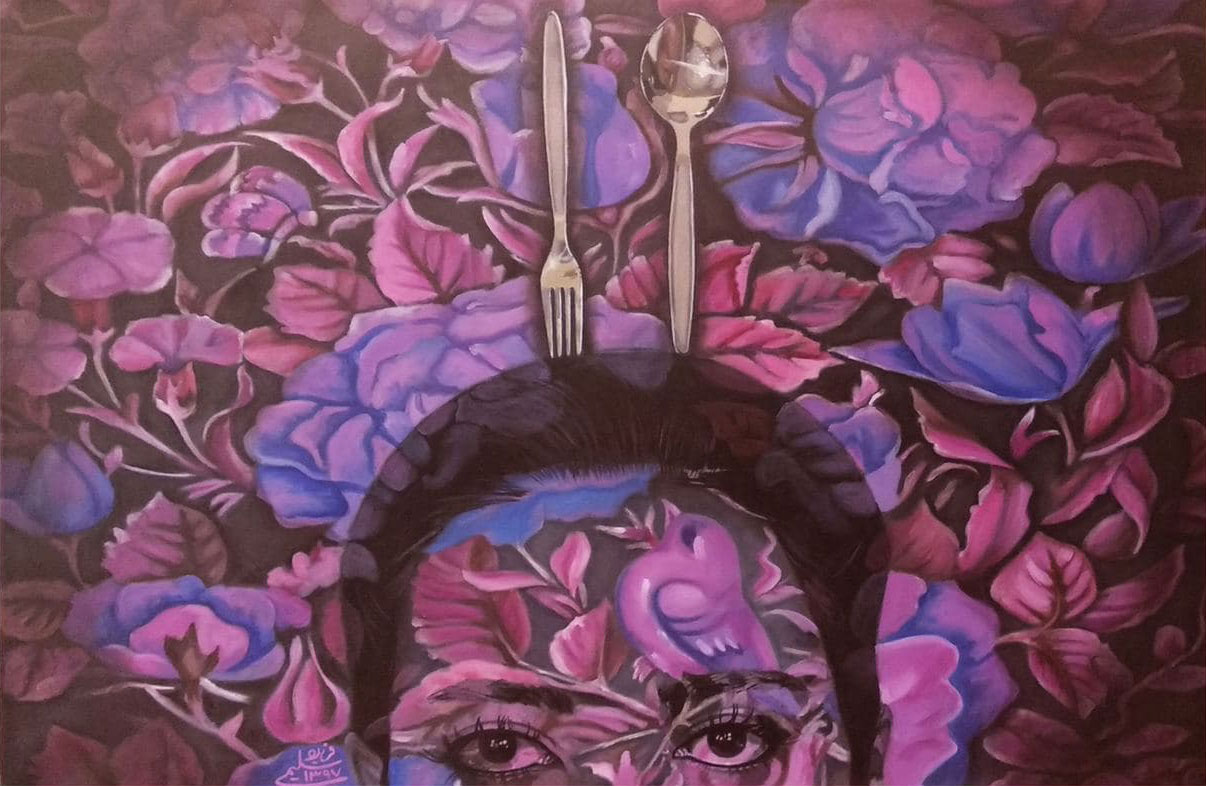 Farideh Salimi. Purple Soul . oil on canvas . 50*75cm. 2018